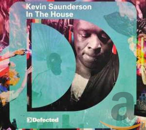 CD cover featuring Kevin Saunderson’s portrait with abstract blue and red design.
