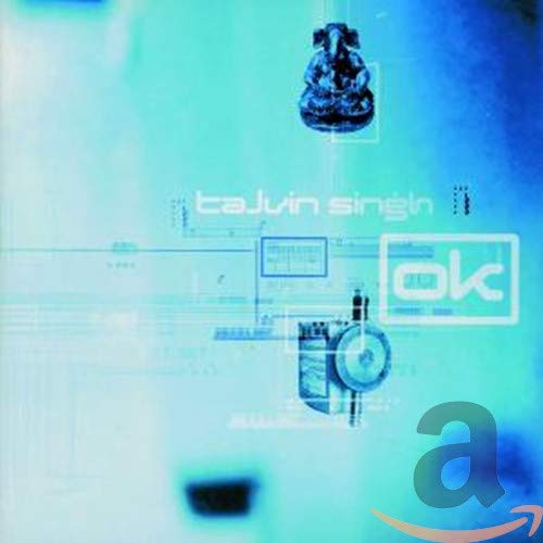 CD cover for Talvin Singh’s “Ok - OK” with abstract blue and white graphics.