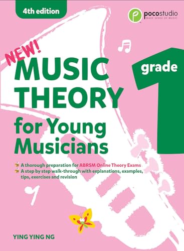 Workbook with colorful cover, musical notes, and illustrations for young music students.