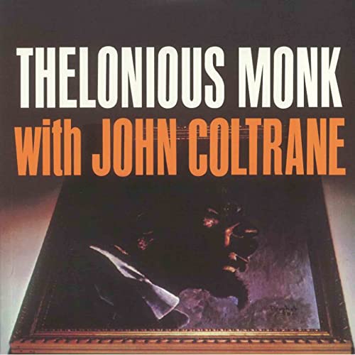 Album cover for Thelonious Monk and John Coltrane, featuring a dark painting.