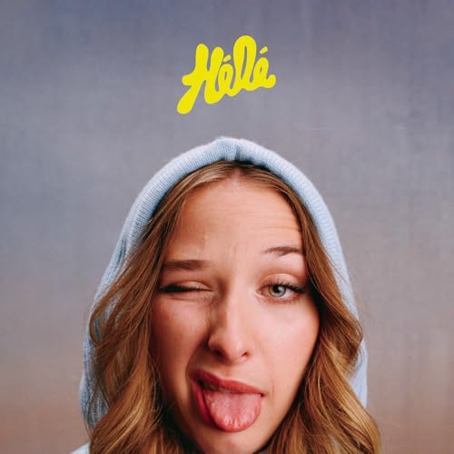 CD cover: woman with a blue hood winks and sticks out tongue.