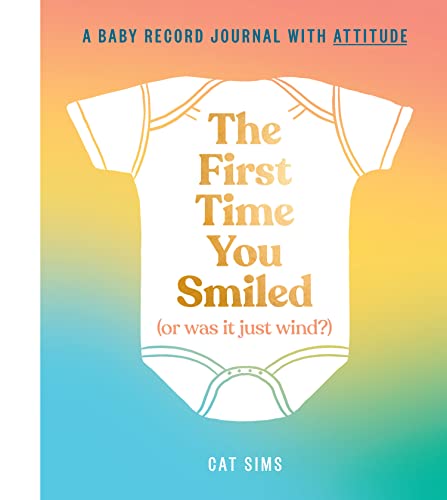 Baby record journal cover with an illustrated onesie and orange text.