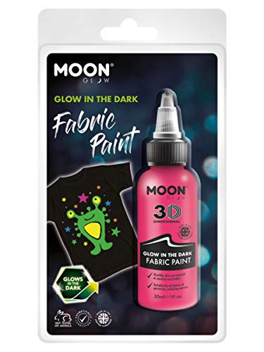 Smiffys Moon Glow - Glow in the Dark Fabric Paint, Pink