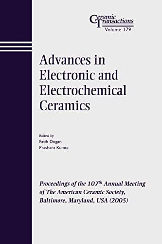 Book cover titled Advances in Electronic and Electrochemical Ceramics with a dark purple spine.
