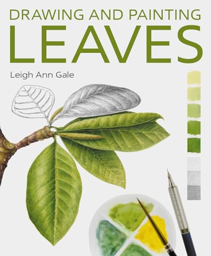 Colourful book cover with illustrations of various leaves and art supplies.