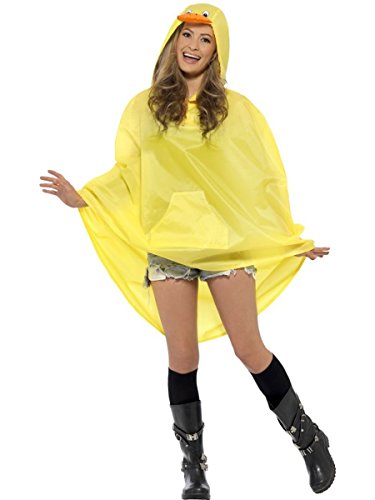 Smiffys Adult Unisex Duck Party Poncho, Drawstring Bag, Party Ponchos, Serious Fun, One Size, 27613