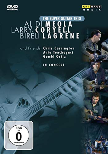 DVD cover featuring three guitarists in concert, with text listing artist names.