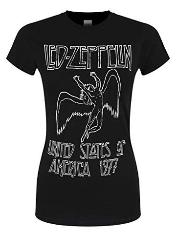 Led Zeppelin Women's USA 1977 T-Shirt Black