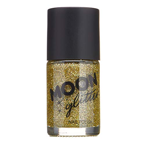 Holographic Glitter Nail Polish by Moon Glitter - Gold - Sparkle and Shine Nail Varnish - 14ml
