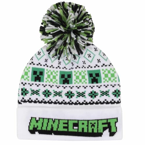 Minecraft - White Ski Beanie ( Unisex White Pom Beanie) One Size