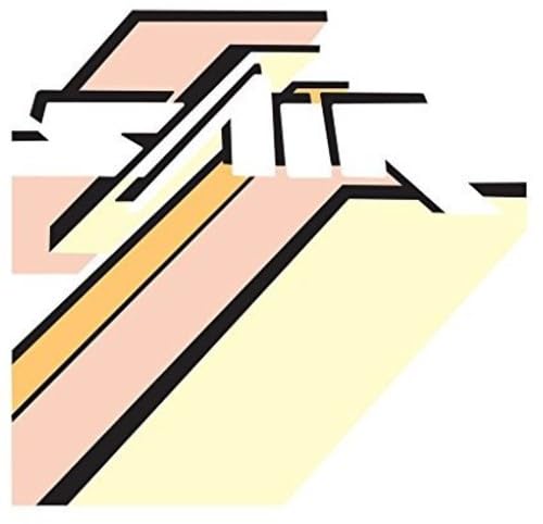 Abstract geometric album cover with peach, yellow, and black lines.