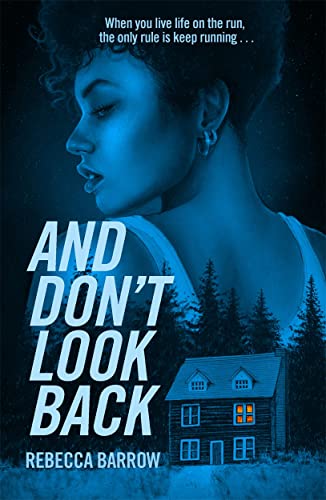 Book cover featuring a woman's profile, a forest, and a house in blue tones.