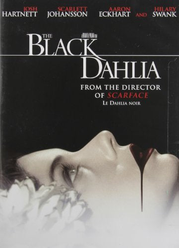 DVD cover for "The Black Dahlia" featuring a woman's face and red liquid.