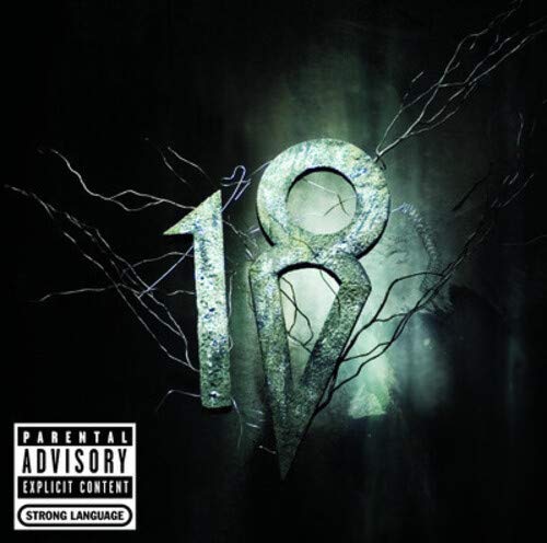 Eighteen Visions album cover with large, cracked numerals and parental advisory label.