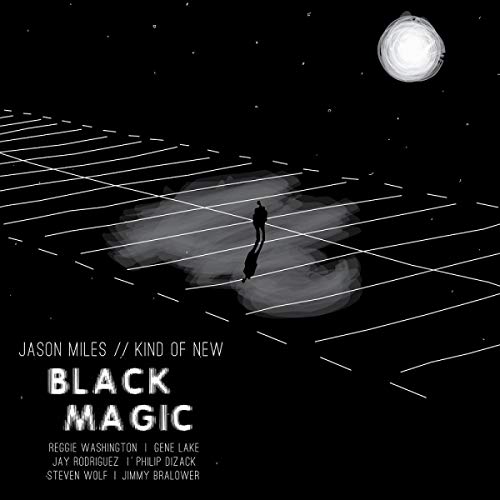 CD cover: black background with white lines, a figure, and a bright orb.