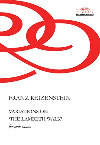 Sheet music cover with red abstract design and composer’s name.