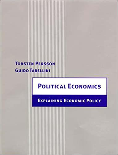 Book cover: "Political Economics" by Persson and Tabellini, dark gray background.