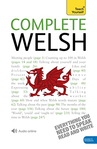 Textbook cover with red dragon, title and audio logo on white background.
