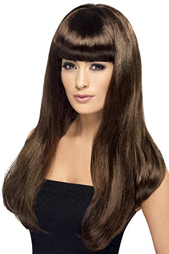 Smiffys Babelicious Wig with Fringe - Brown, Long