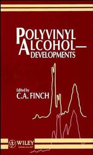 Red book cover with white text: "Polyvinyl Alcohol—Developments" and a graph.