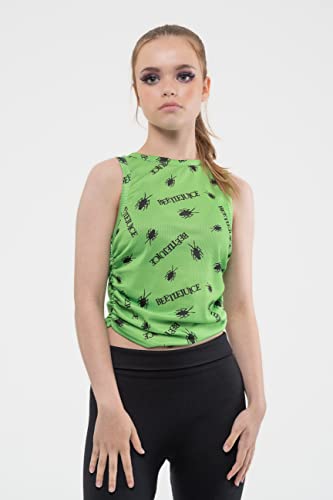 Beetlejuice - Repeat (Womens Green Ruched Side Cropped Vest) Large