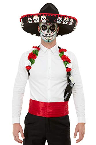 Smiffys 50800 Day of The Dead Kit, Men, Red, One Size