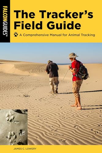 Book cover featuring trackers in a desert landscape, animal footprints inset.