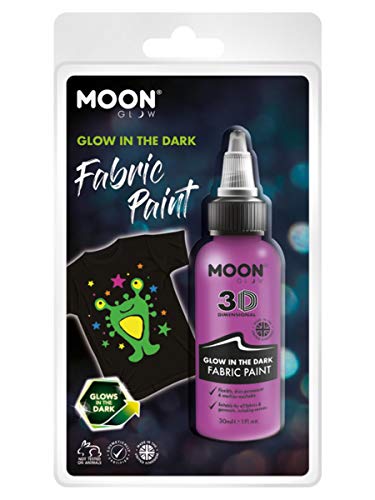 Smiffys Moon Glow - Glow in the Dark Fabric Paint, Purple