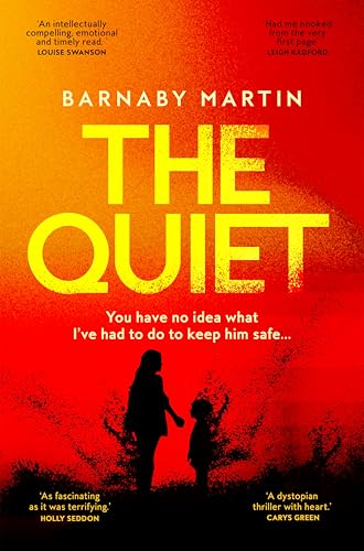 Red book cover with large yellow title, "The Quiet," and silhouetted figures.