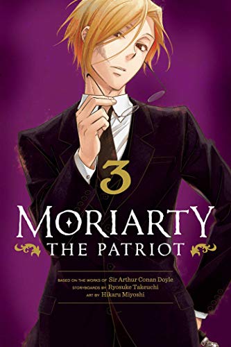 Illustrated cover with Sherlock Holmes nemesis Moriarty and possibly Victorian-era London scenery.