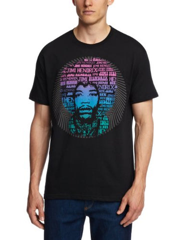 Jimi Hendrix Men's Afro Speech Short Sleeve T-Shirt, Black, Medium