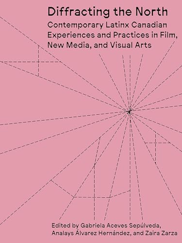 Book cover: "Diffracting the North" with pink background and geometric lines.