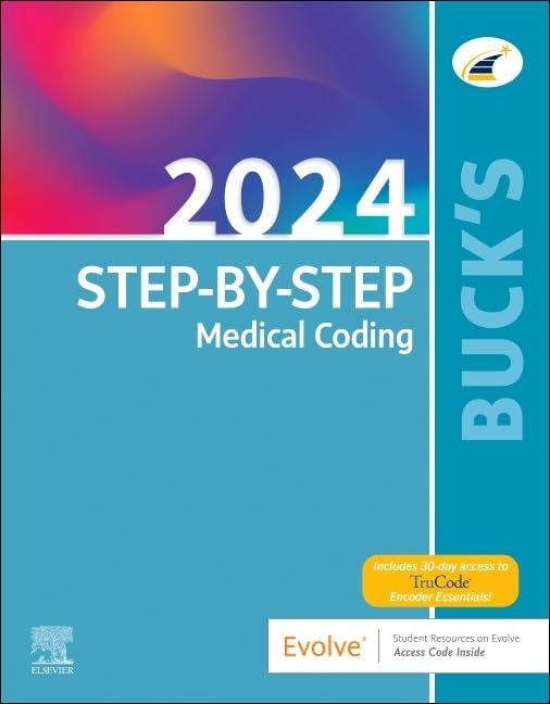 Book cover for "Buck's Step-by-Step Medical Coding, 2024 Edition".