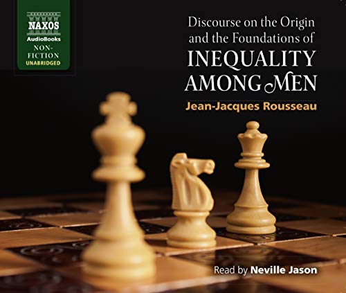 Audiobook cover for Rousseau’s “Discourse on the Origin of Inequality” with chess pieces.