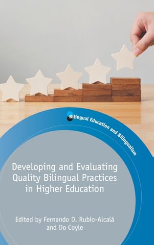 Book cover with stars and blocks, titled “Developing and Evaluating Quality Bilingual Practices.”