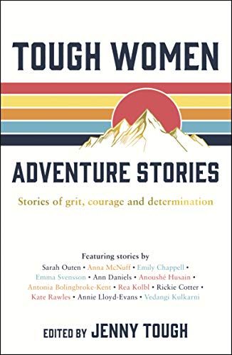 Book cover with women in outdoor settings, rugged terrain, and adventurous activities depicted.
