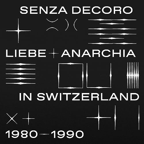 Black album cover with white text and abstract geometric line designs.