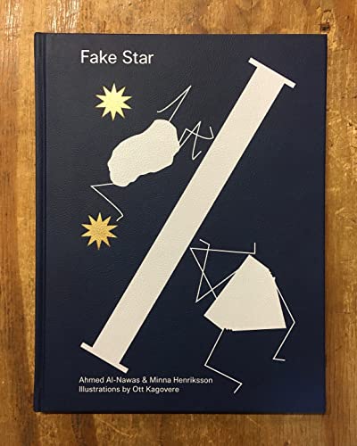 Dark blue book cover with abstract white and gold line drawings.