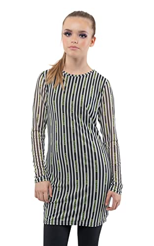 Beetlejuice - Stripes (Womens Black/White Mesh Bodycon Dress) Ex Large