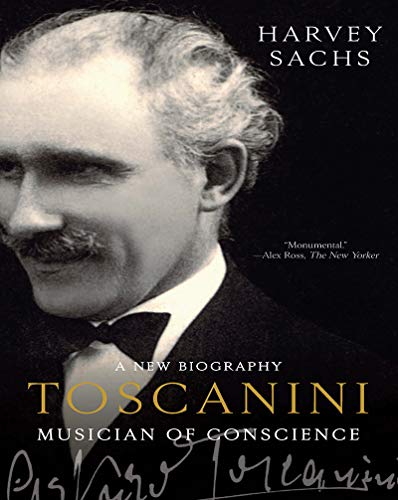 Black and white portrait of Arturo Toscanini, book cover for his biography.