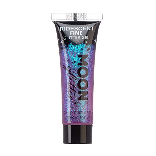 Iridescent Fine Face & Body Glitter Gel by Moon Glitter - Purple - Cosmetic Festival Glitter Face Paint for Face, Body, Hair, Nails - 12ml