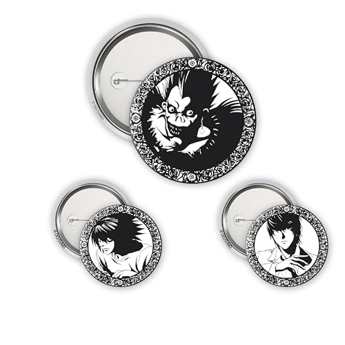 Death Note Light, L & Ryuk 3 Badge Pack