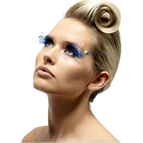 Smiffys Feather Pulme Eyelashes - Blue/Neon