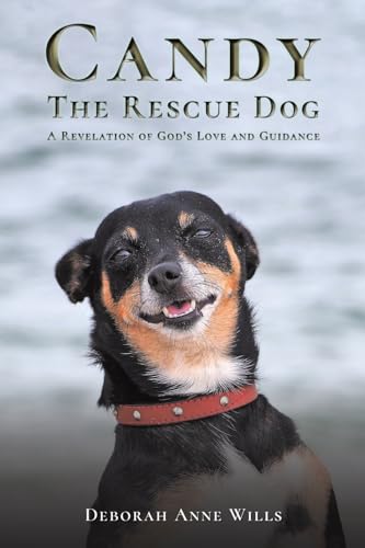 Book cover featuring a close-up of a smiling black and tan rescue dog.