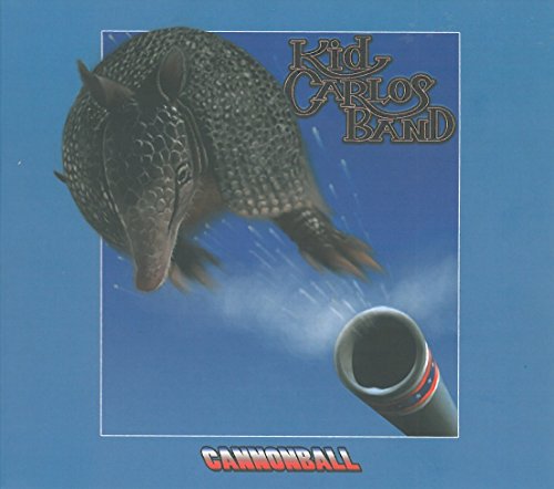 CD cover: armadillo flying from a cannon, blue background.