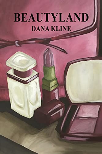 Book cover with painted images of perfume, lipstick, and makeup compact.