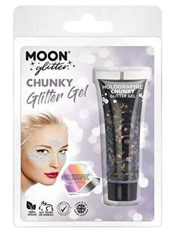 Smiffys Moon Glitter Holographic Chunky Glitter Gel, Bla