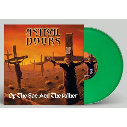 Vinyl record of Astral Doors' "Of The Son And The Father" with religious imagery.