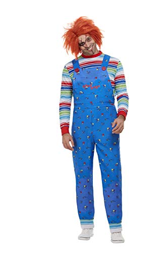 Smiffys 50265XL Officially Licensed Chucky Costume, Men, Blue, XL-Size 46"-48"