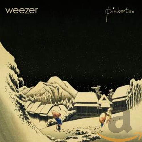 Weezer’s Pinkerton album cover: a snowy Japanese village scene.
